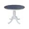 International Concepts 36 in. Solid Wood Round Top Pedestal Dining Table w/4 San Remo Dining Chairs in White/Heather Gray K05-36RT-C10-4 - alternate 3